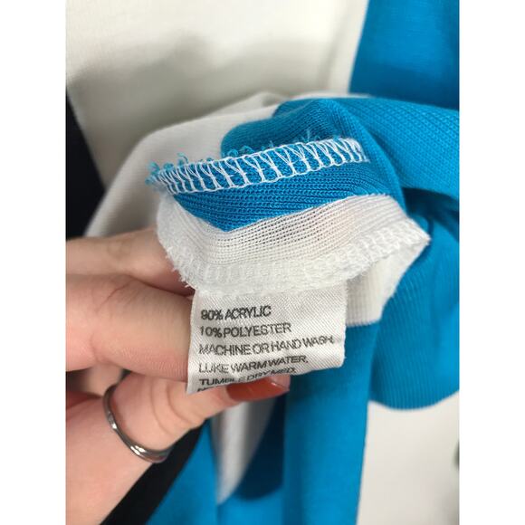 Misook Small Sweater Colorblock Blue White Shoulder Pads Everyday Simple Artsy - Picture 5 of 9